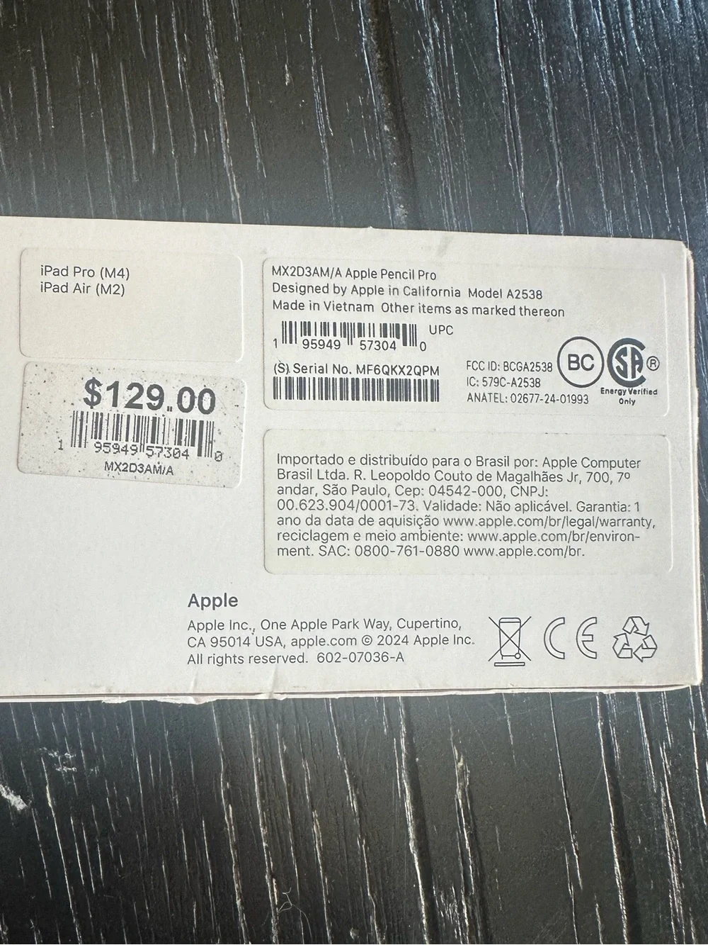 Apple Pencil Pro (White) - Model A2538